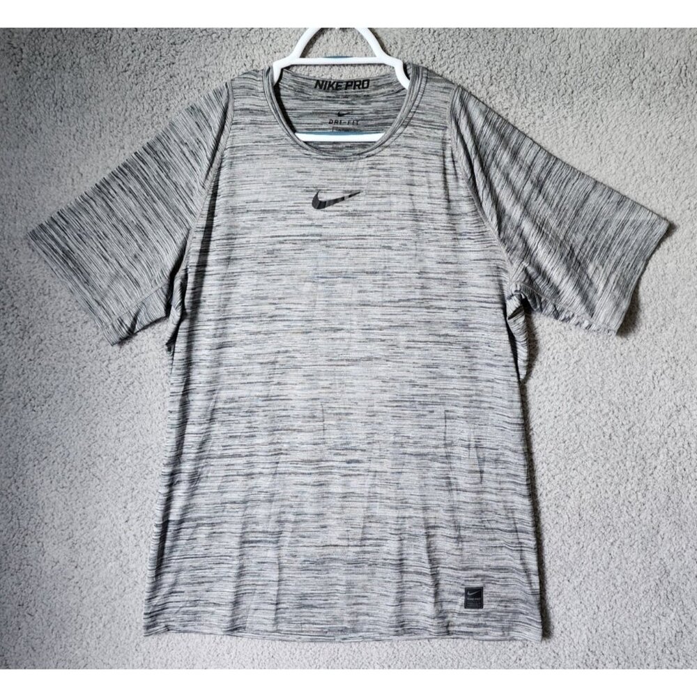 Nike Pro Dri-Fit Fitted Training Gray Heather Center Swoosh T Shirt Size XL